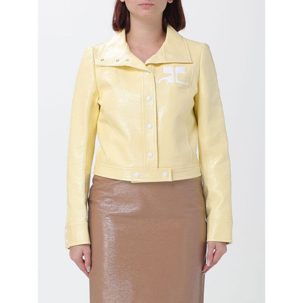 Courreges Women Courri¨Ges Contrast-Logo Cropped Faux Leather Jacket